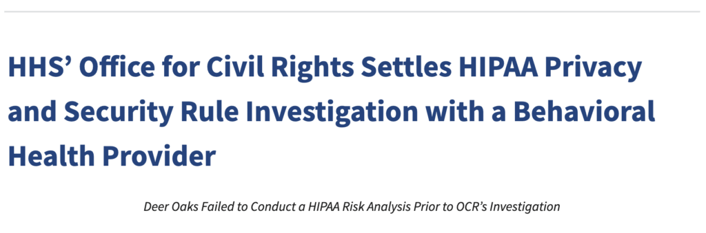 Fine for privacy breach by HHS OCR